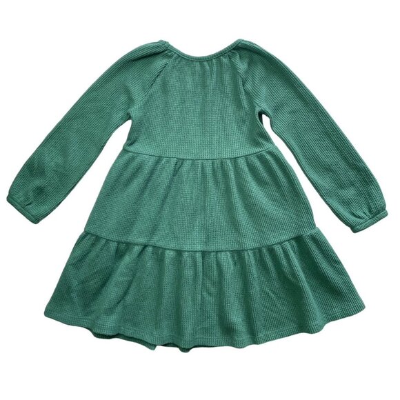Cat & Jack Waffle Knit Tiered Dress Green 4/5 - Picture 2 of 3